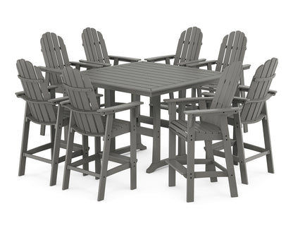 POLYWOOD® Vineyard Curveback Adirondack 9-Piece Trestle Bar Set in Slate Grey
