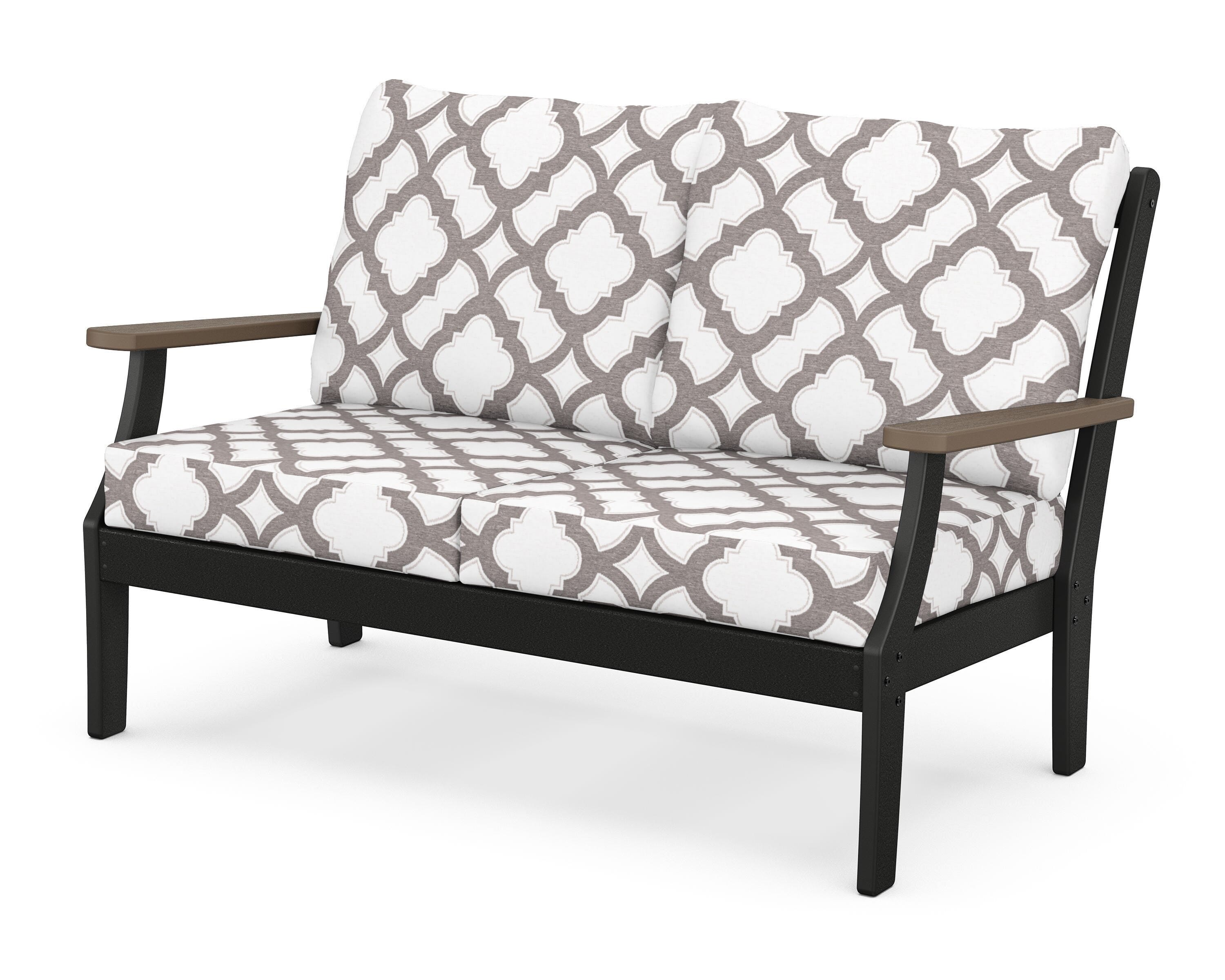 POLYWOOD® Braxton Deep Seating Loveseat in Black / Kona / Trellis Grey Mist