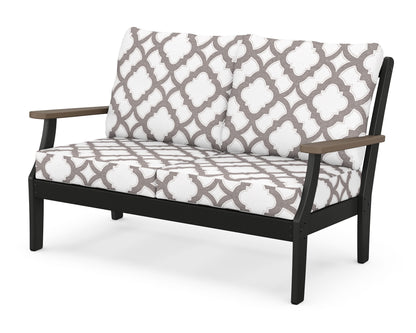 POLYWOOD® Braxton Deep Seating Loveseat in Black / Kona / Trellis Grey Mist