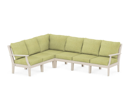 POLYWOOD® Braxton Modular 6-Piece Deep Seating Set in Sand / Chartreuse Boucle