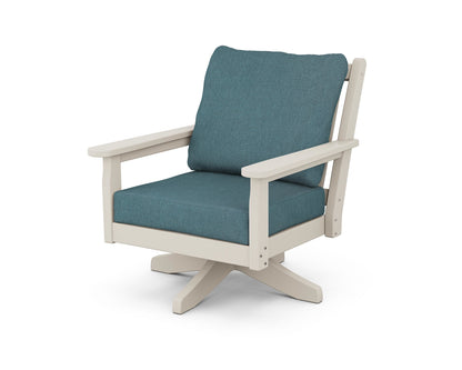 POLYWOOD® Chippendale Deep Seating Swivel Chair in Sand / Ocean Teal