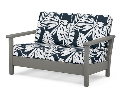 POLYWOOD® Harbour Deep Seating Loveseat in Slate Grey / Leaf Marine Indigo