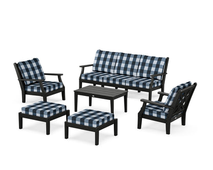 Country Living Wovendale 6-Piece Lounge Sofa Set in Black / Buffalo Plaid Marine Indigo