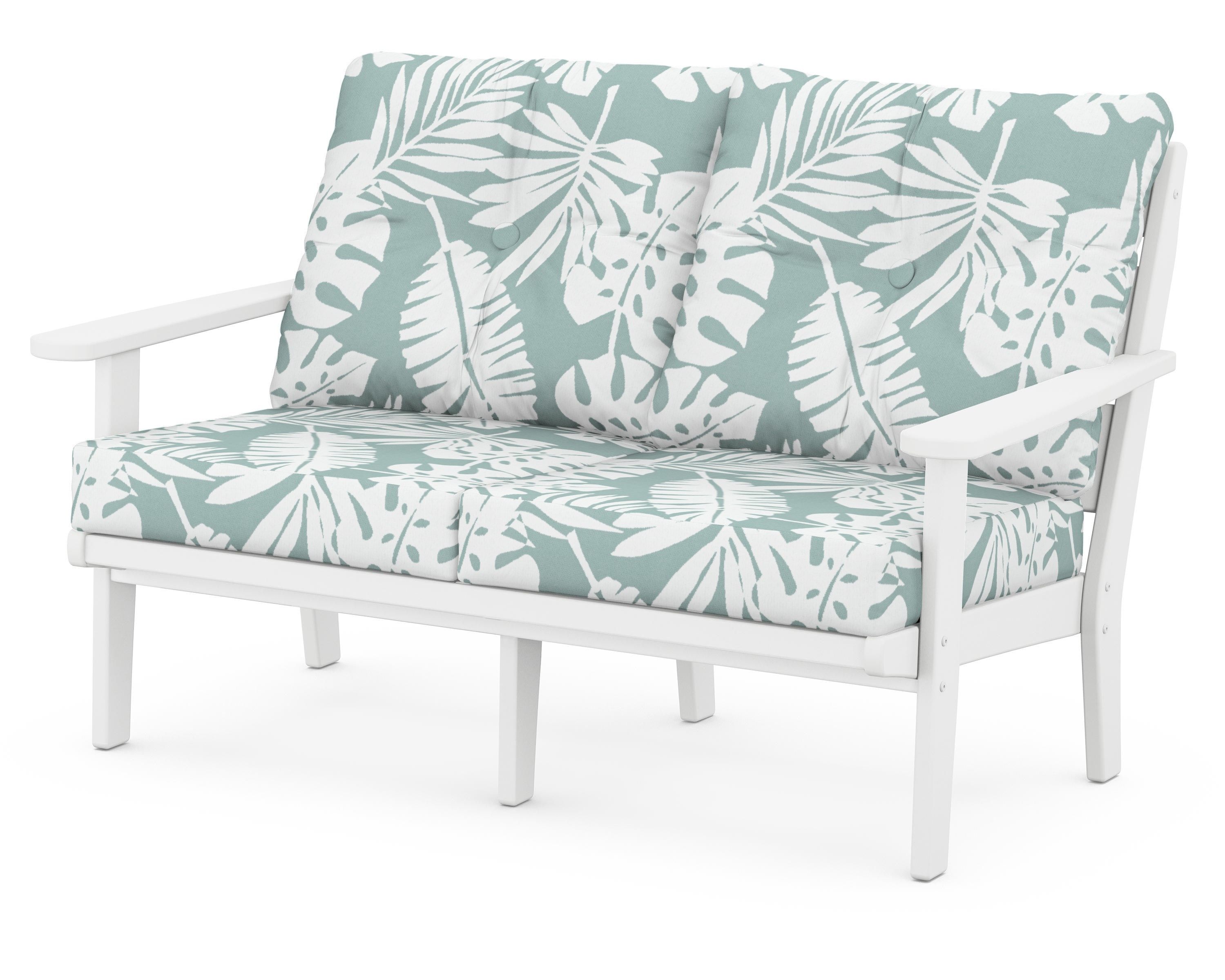 POLYWOOD® Lakeside Deep Seating Loveseat in White / Leaf Glacier Spa