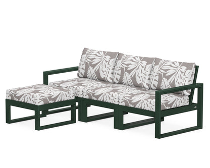 POLYWOOD® EDGE 4-Piece Modular Deep Seating Set with Ottoman in Green / Leaf Grey Mist
