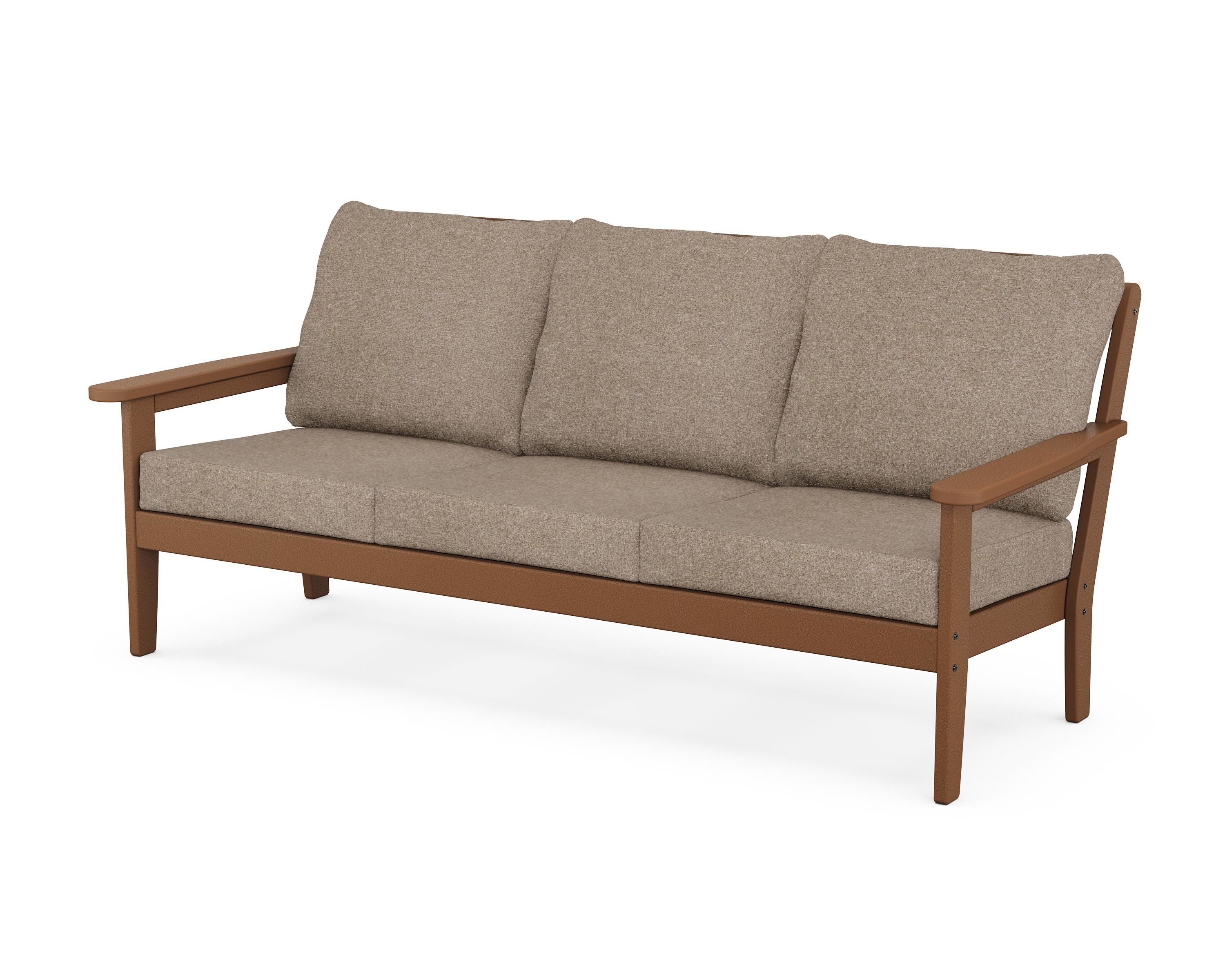 Country Living Cottage Deep Seating Sofa in Teak / Spiced Burlap