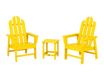 POLYWOOD® Long Island 3-Piece Upright Adirondack Chair Set in Lemon