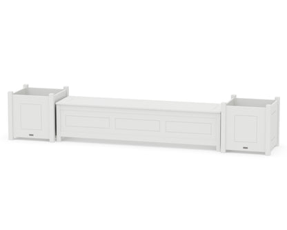 Country Living 72" Country Living Straight Planter Storage Bench Set- Large in White