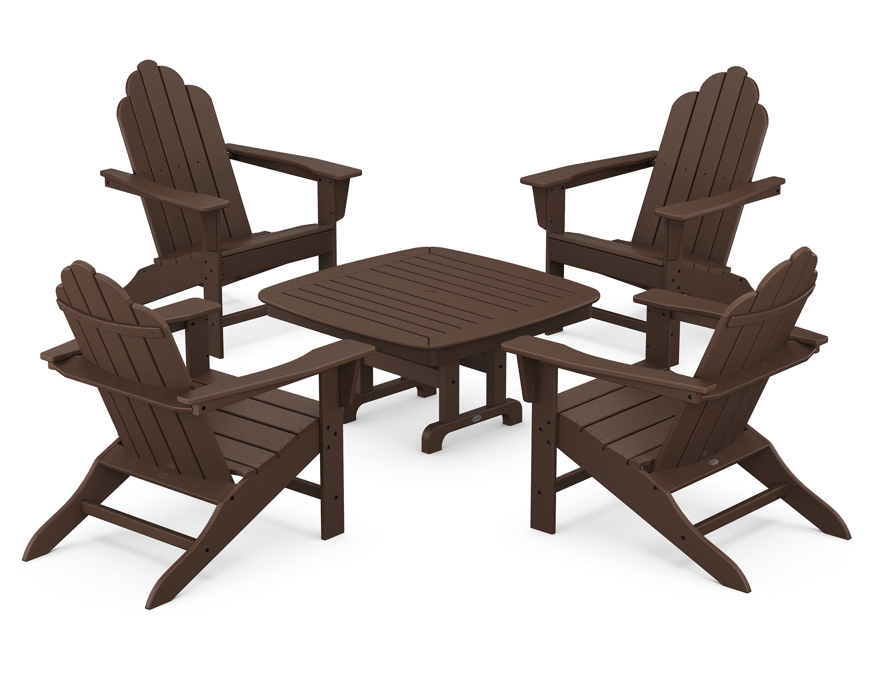 POLYWOOD® Long Island Adirondack 5-Piece Conversation Group in Mahogany