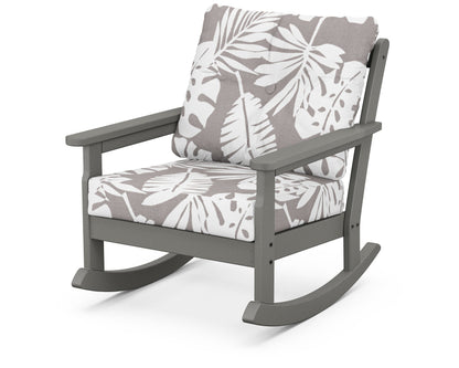 POLYWOOD® Vineyard Deep Seating Rocking Chair in Slate Grey / Leaf Grey Mist