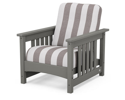 POLYWOOD® Club Mission Chair in Slate Grey / Cabana Stripe Grey Mist