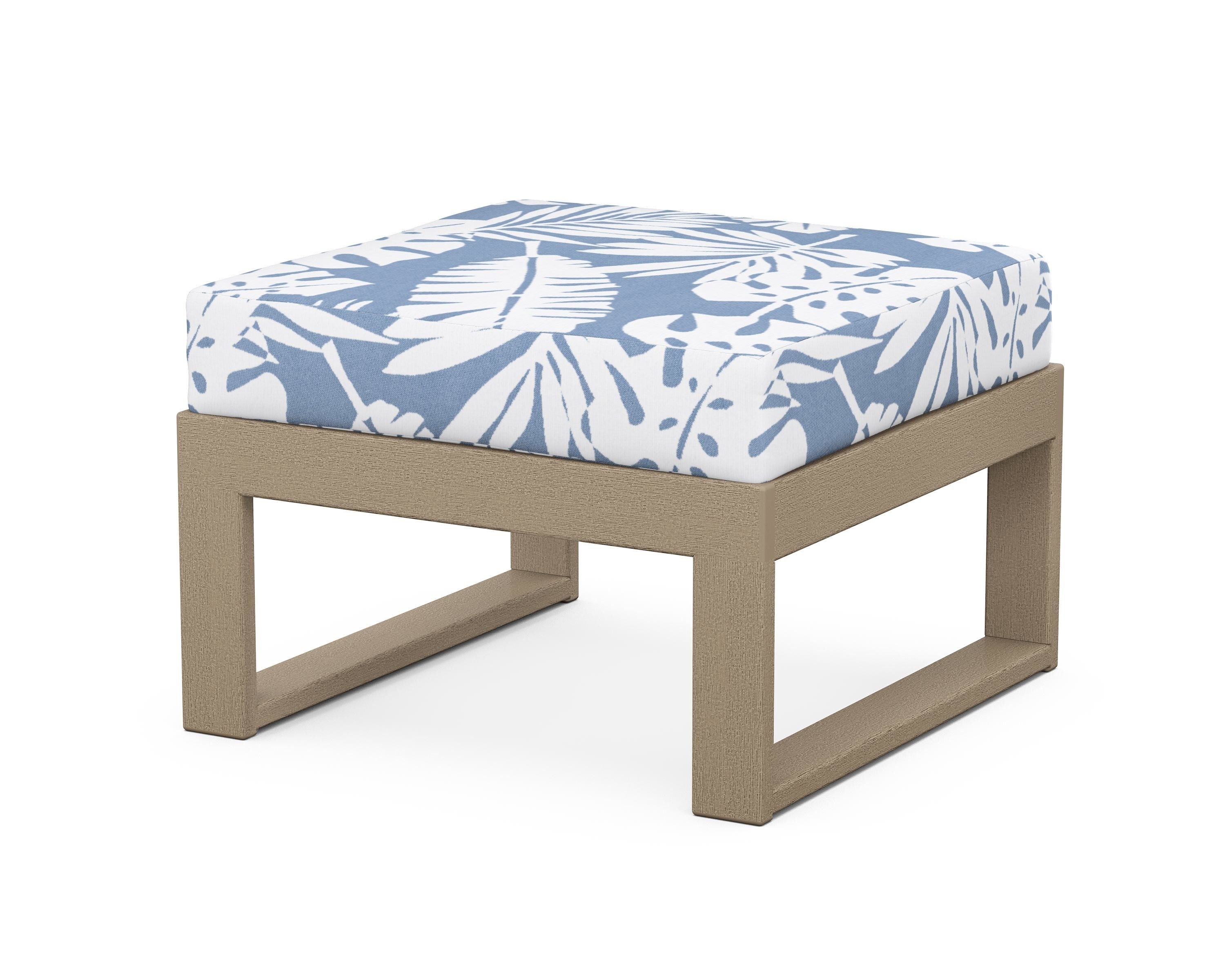 Unbranded Modular Ottoman - Modern in Vintage Sahara / Leaf Sky Blue