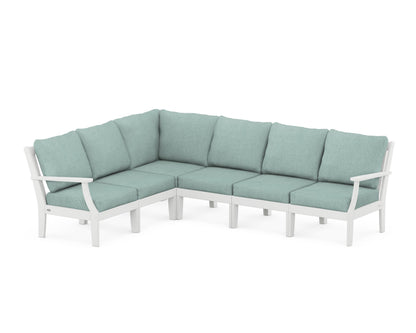 POLYWOOD® Braxton Modular 6-Piece Deep Seating Set in White / Glacier Spa