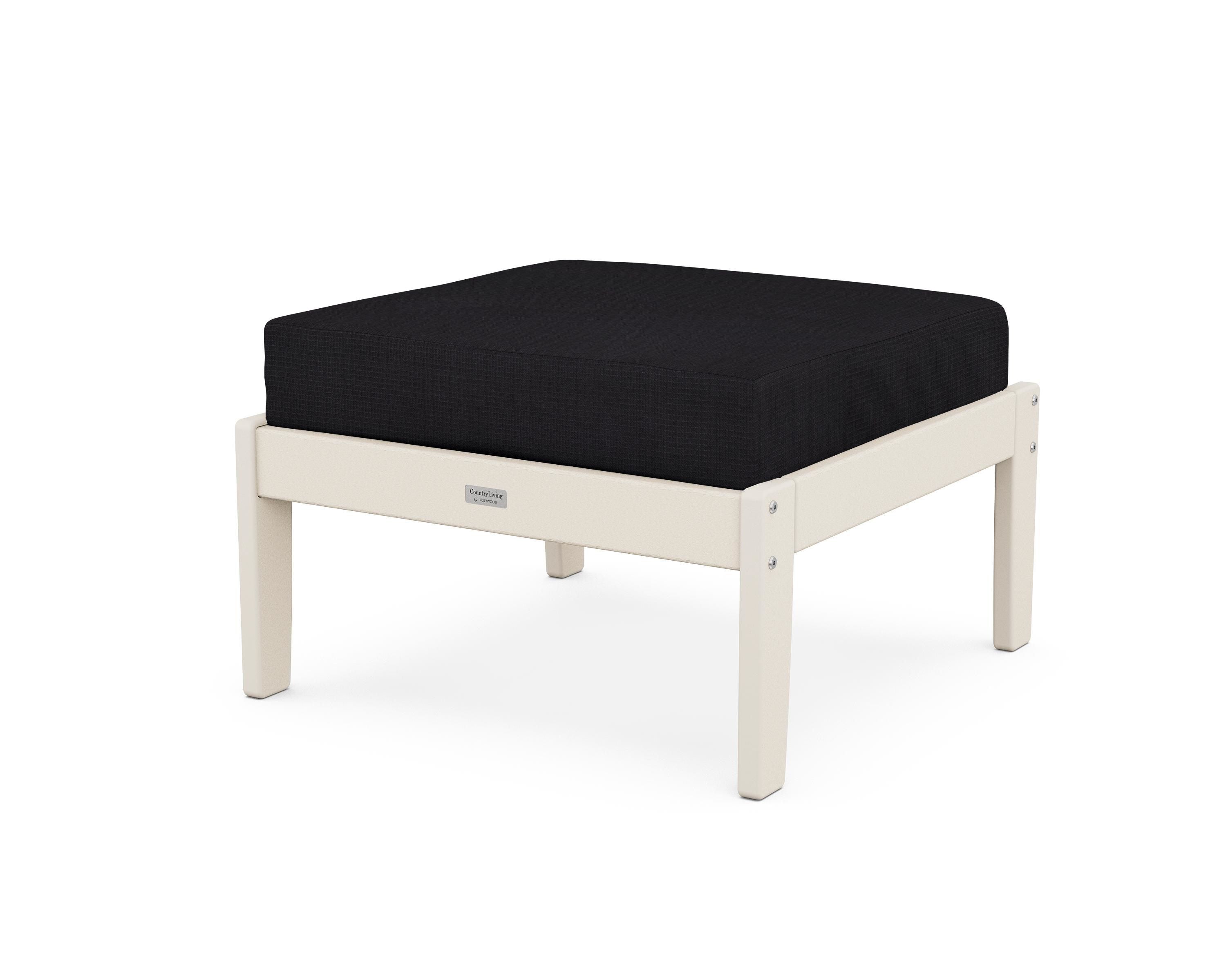 Country Living Cottage Deep Seating Ottoman in Sand / Midnight Linen