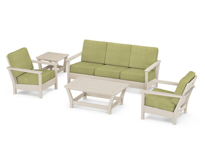POLYWOOD® Harbour 5-Piece Deep Seating Set in Sand / Chartreuse Boucle
