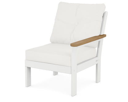 POLYWOOD® Vineyard Modular Right Arm Chair in White / Natural / Natural Linen