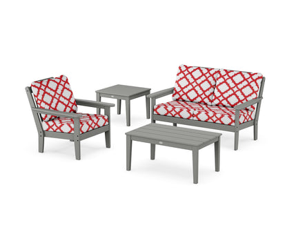 Country Living Wovendale 4-Piece Deep Seating Set in Slate Grey / Trellis Crimson