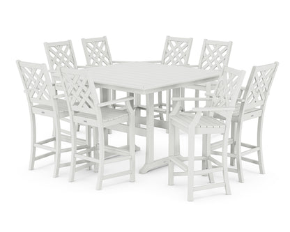 Country Living Wovendale 9-Piece Square Bar Set with Trestle Legs in White