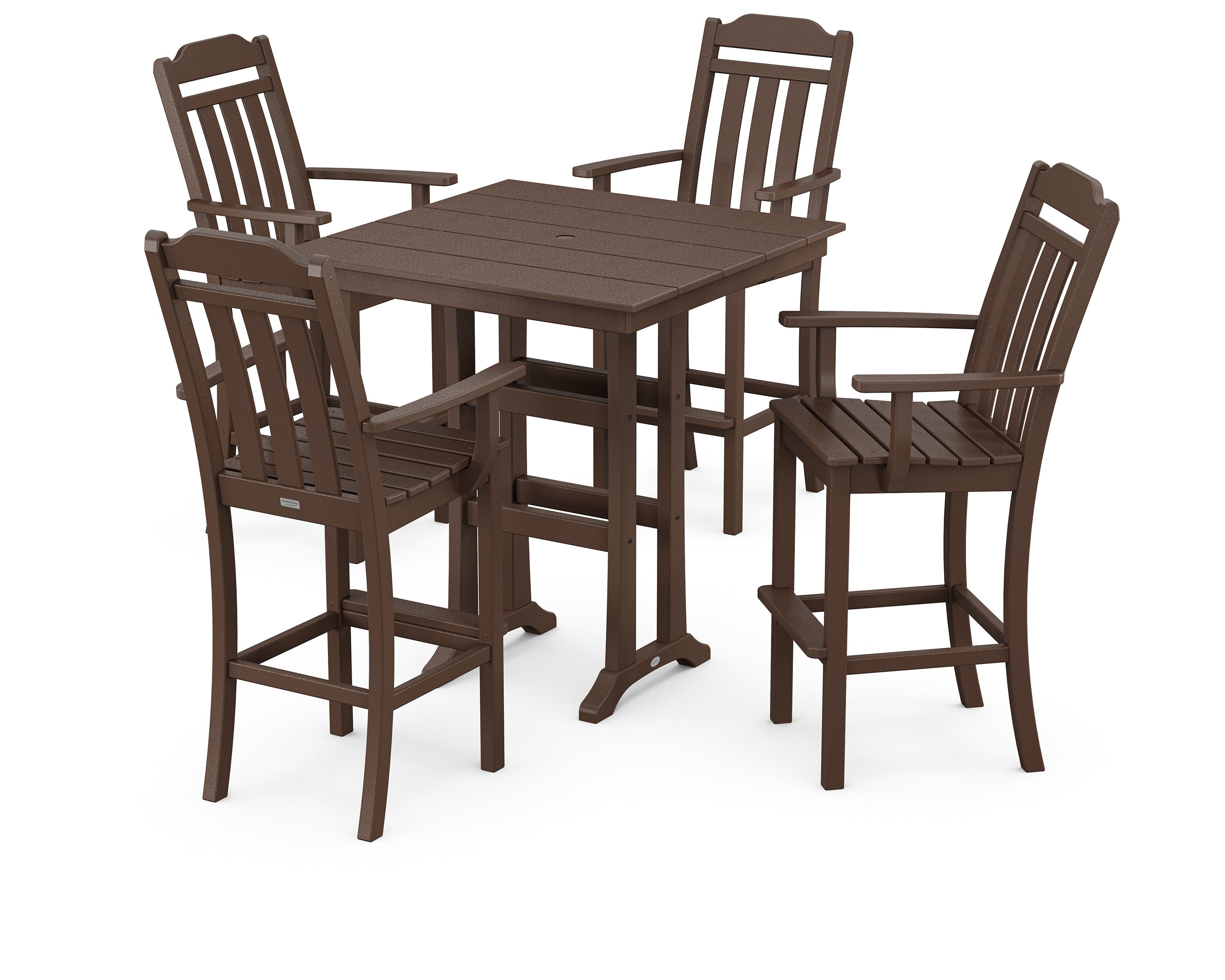 Country Living Cottage 5-Piece Farmhouse Bar Set with Trestle Legs in Mahogany