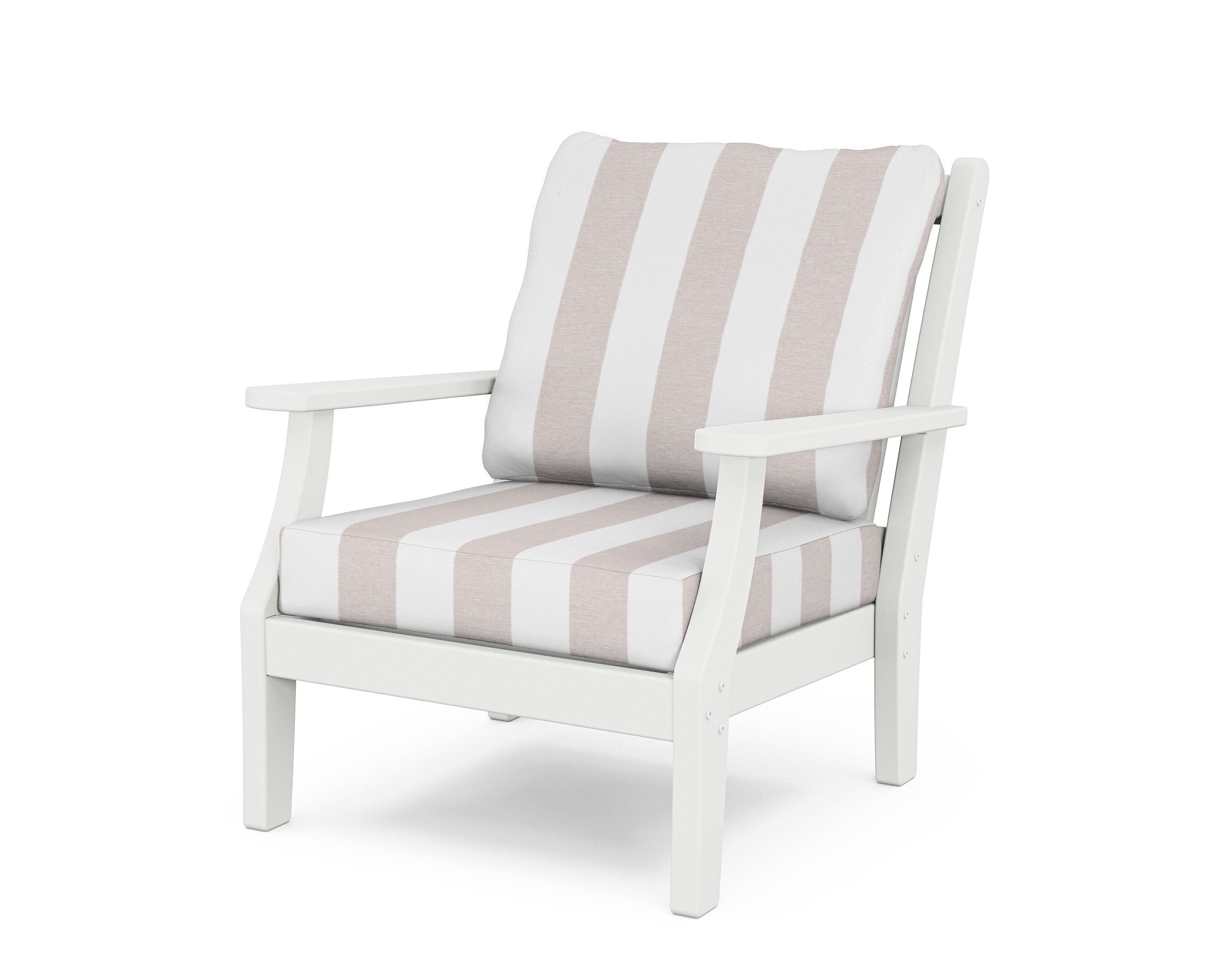 Country Living Wovendale Deep Seating Chair in White / Cabana Stripe Dune Burlap