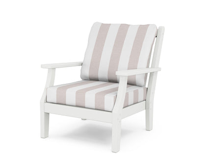 Country Living Wovendale Deep Seating Chair in White / Cabana Stripe Dune Burlap