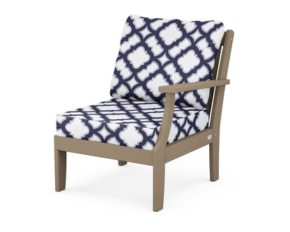 POLYWOOD® Braxton Modular Right Arm Chair in Vintage Sahara / Trellis Navy