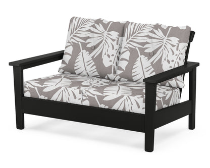 POLYWOOD® Prescott Deep Seating Loveseat in Black / Leaf Grey Mist