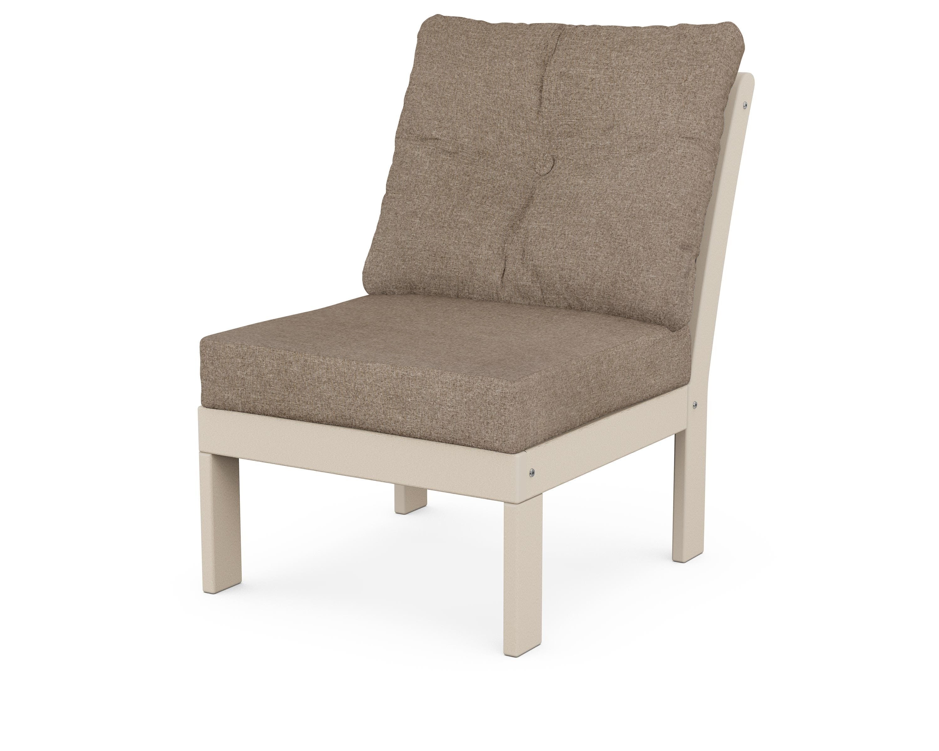 POLYWOOD® Vineyard Modular Armless Chair in Sand / Spiced Burlap
