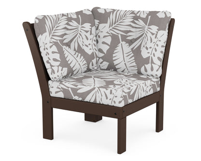 POLYWOOD® Vineyard Modular Corner Chair in Mahogany / Leaf Grey Mist