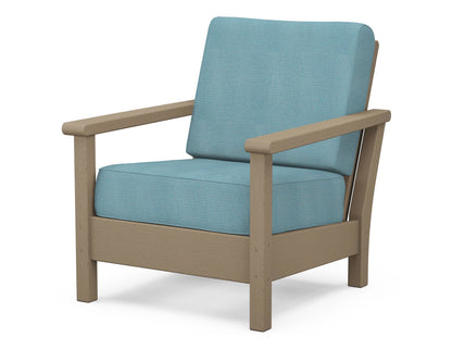 POLYWOOD® Harbour Deep Seating Chair in Vintage Sahara / Lattice Sky Blue