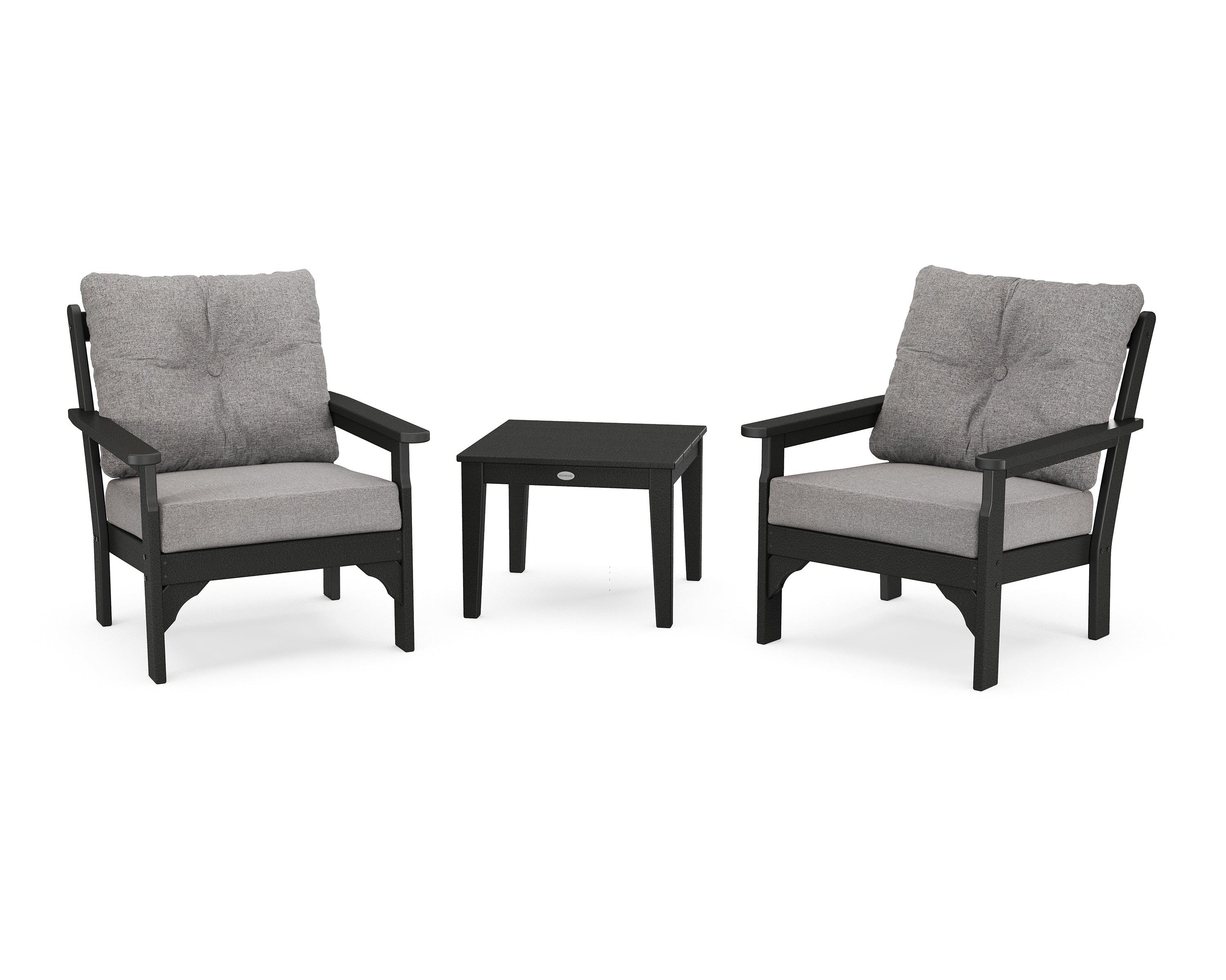 POLYWOOD® Vineyard 3-Piece Deep Seating Set in Black / Grey Mist