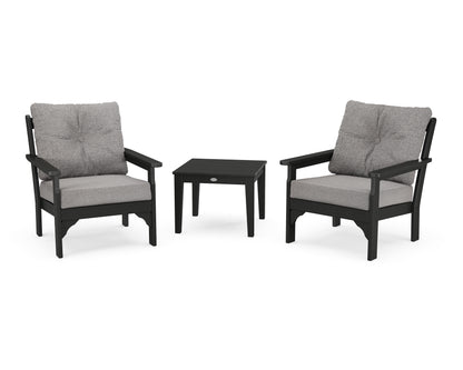 POLYWOOD® Vineyard 3-Piece Deep Seating Set in Black / Grey Mist