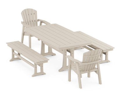 POLYWOOD® Seashell 5-Piece Dining Set with Trestle Legs in Sand