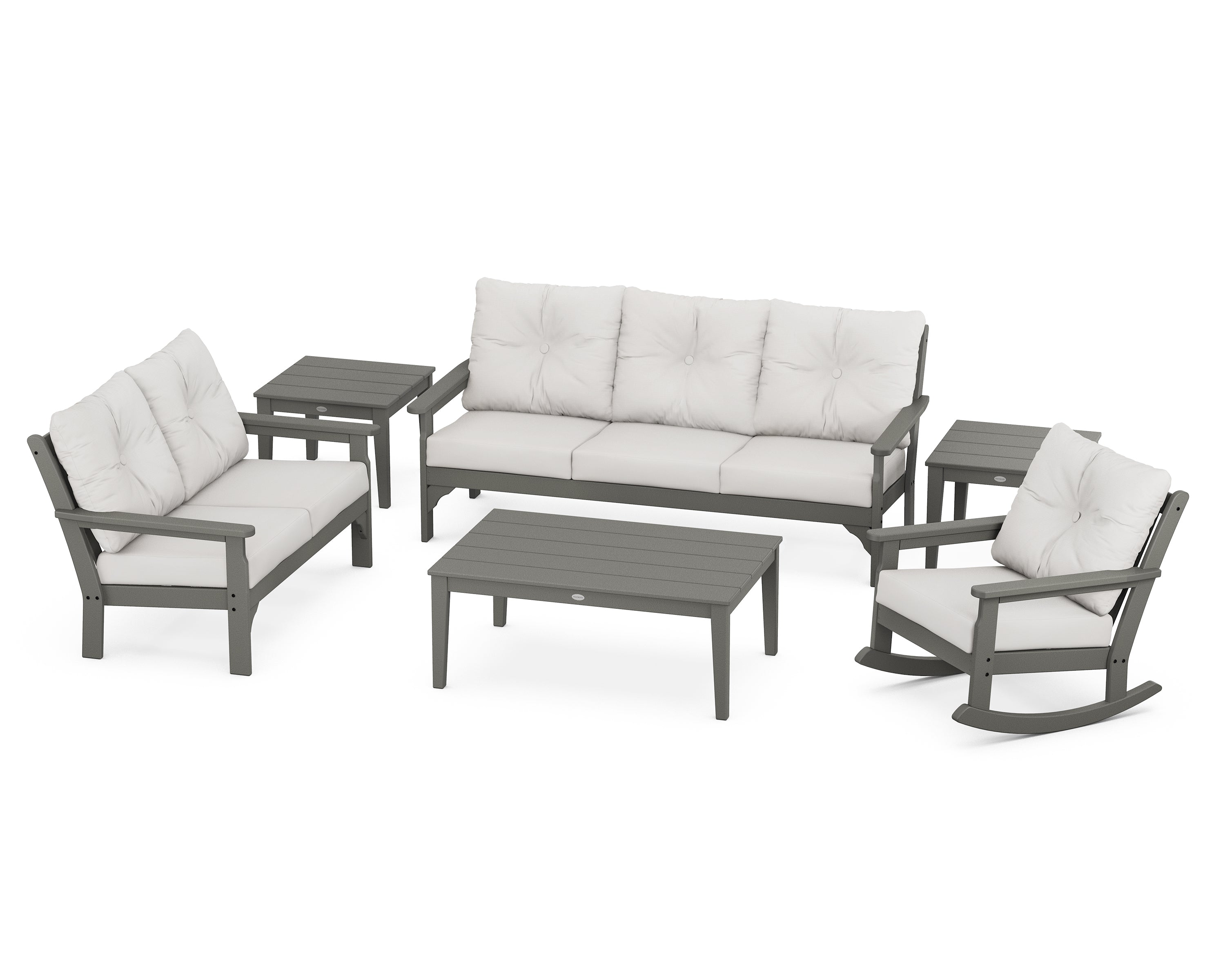 POLYWOOD® Vineyard 6-Piece Deep Seating Set in Slate Grey / Natural Linen