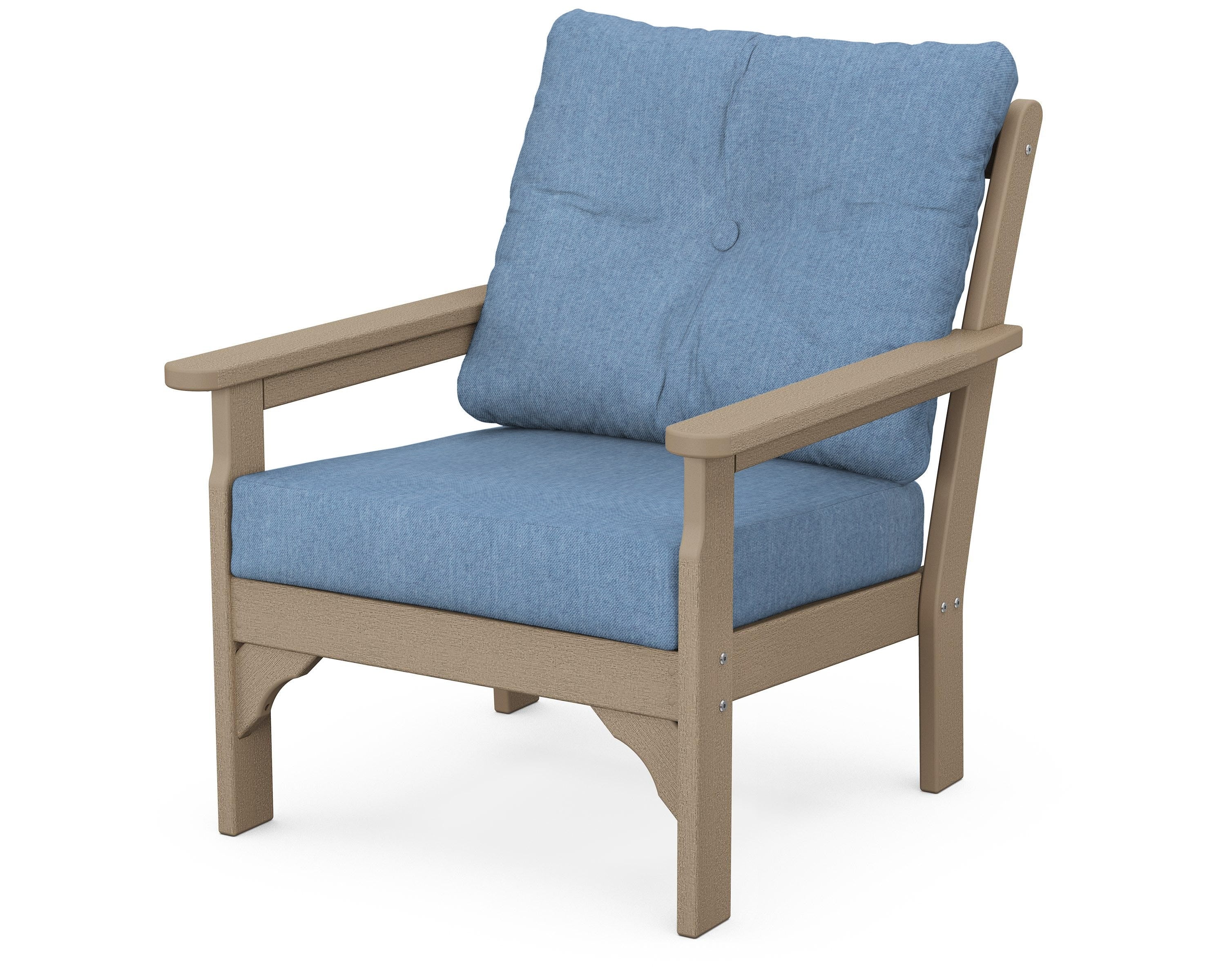 POLYWOOD® Vineyard Deep Seating Chair in Vintage Sahara / Sky Blue