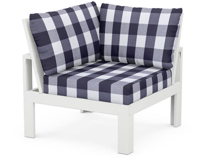 Unbranded Modular Corner Chair in White / Buffalo Plaid Navy
