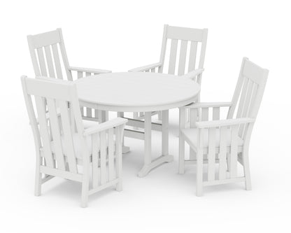 Martha Stewart by POLYWOOD® Acadia 5-Piece Round Farmhouse Dining Set in White