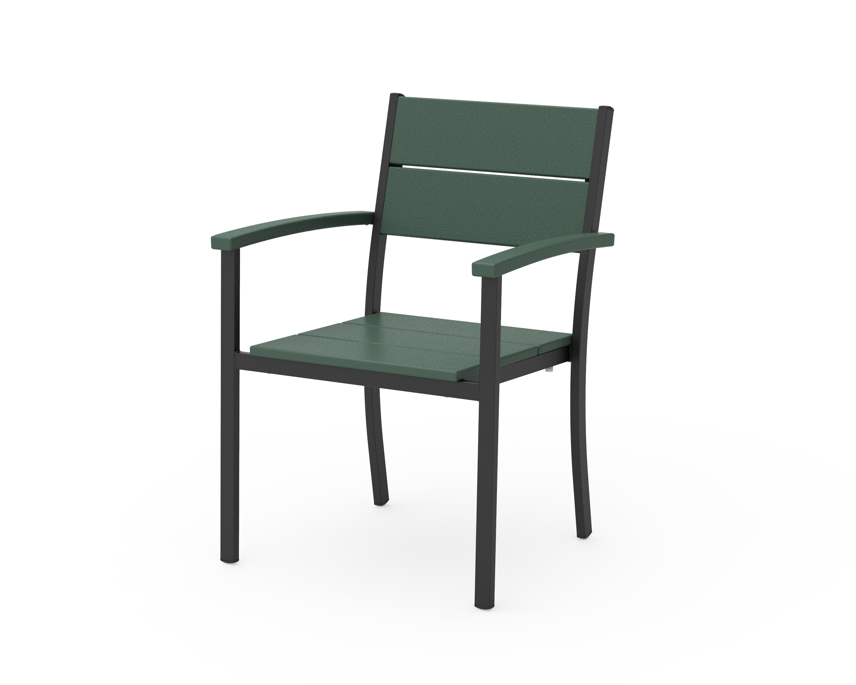 POLYWOOD® Main Street Stacking Dining Arm Chair in Black / Green