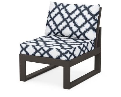 Unbranded Modular Armless Chair in Vintage Coffee / Trellis Marine Indigo