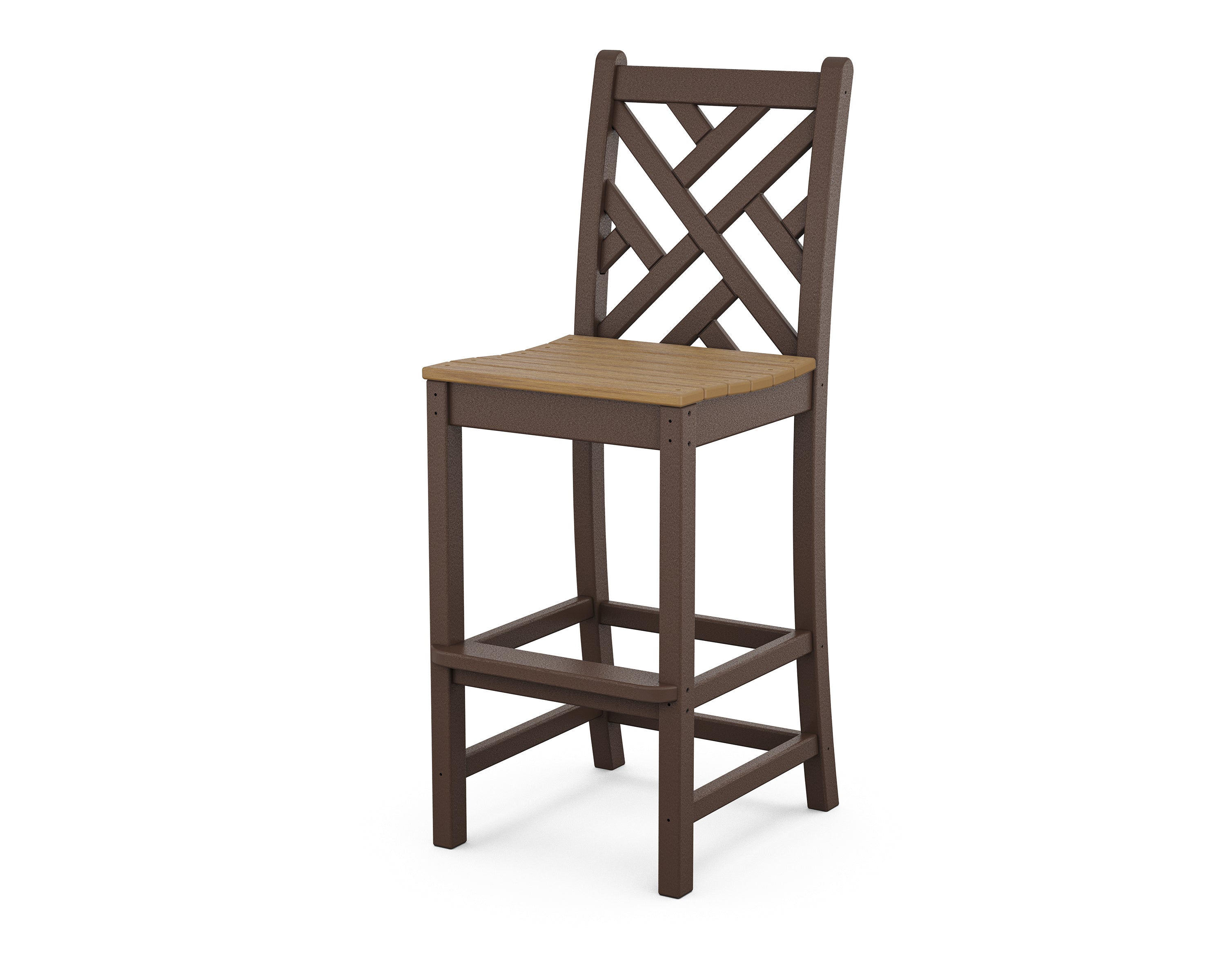 POLYWOOD® Chippendale Bar Side Chair in Mahogany / Natural