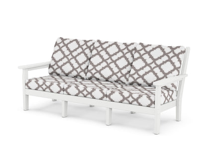 POLYWOOD® Chippendale Deep Seating Sofa in White / Trellis Grey Mist