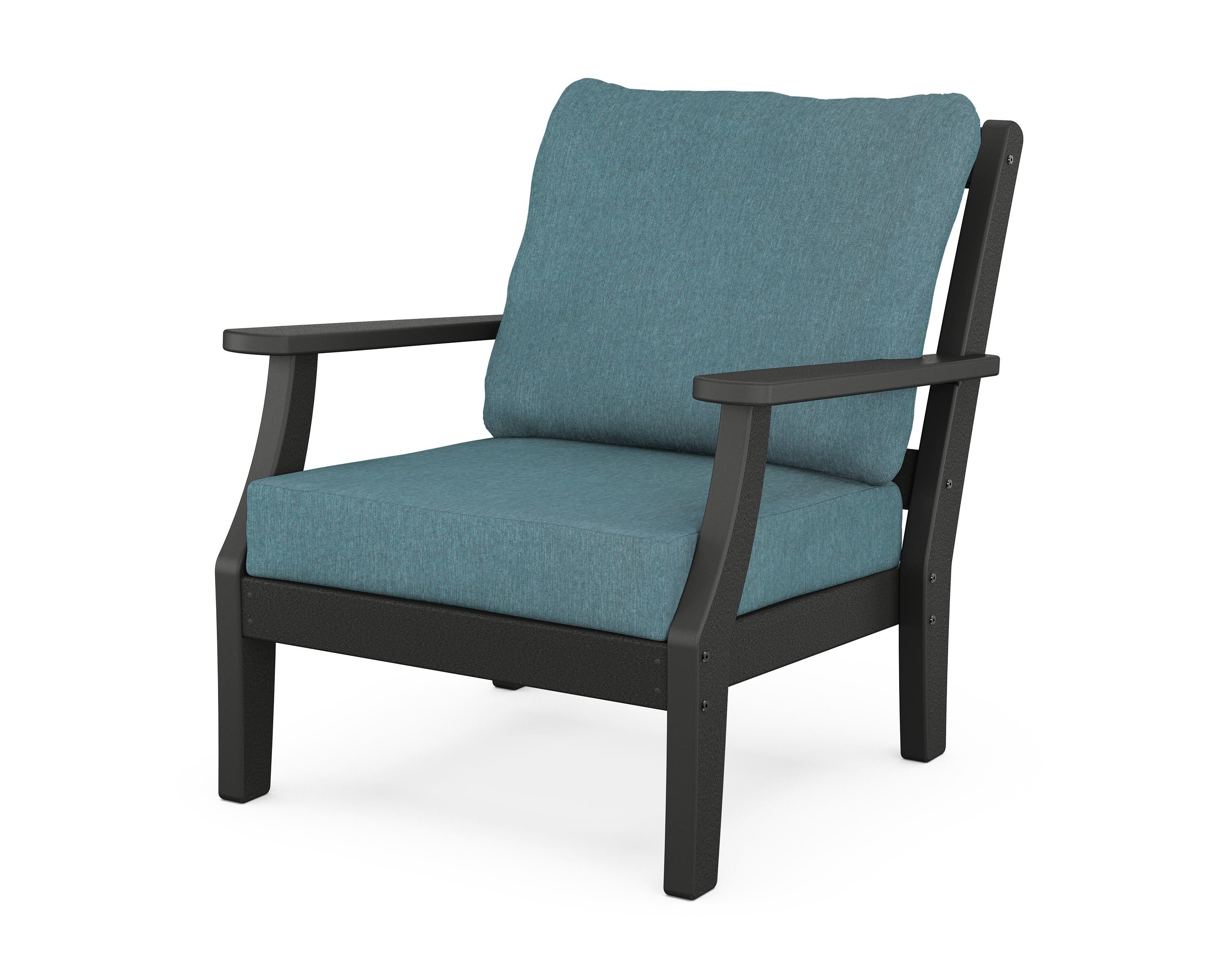 Martha Stewart by POLYWOOD® Chinoiserie Deep Seating Chair in Black / Ocean Teal