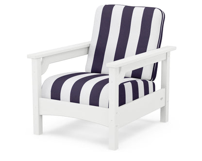 POLYWOOD® Club Chair in White / Cabana Stripe Navy