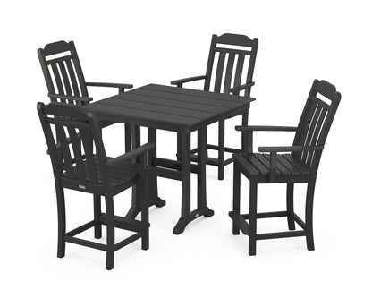 Country Living Cottage 5-Piece Farmhouse Counter Set with Trestle Legs in Black