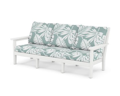 POLYWOOD® Chippendale Deep Seating Sofa in White / Leaf Glacier Spa