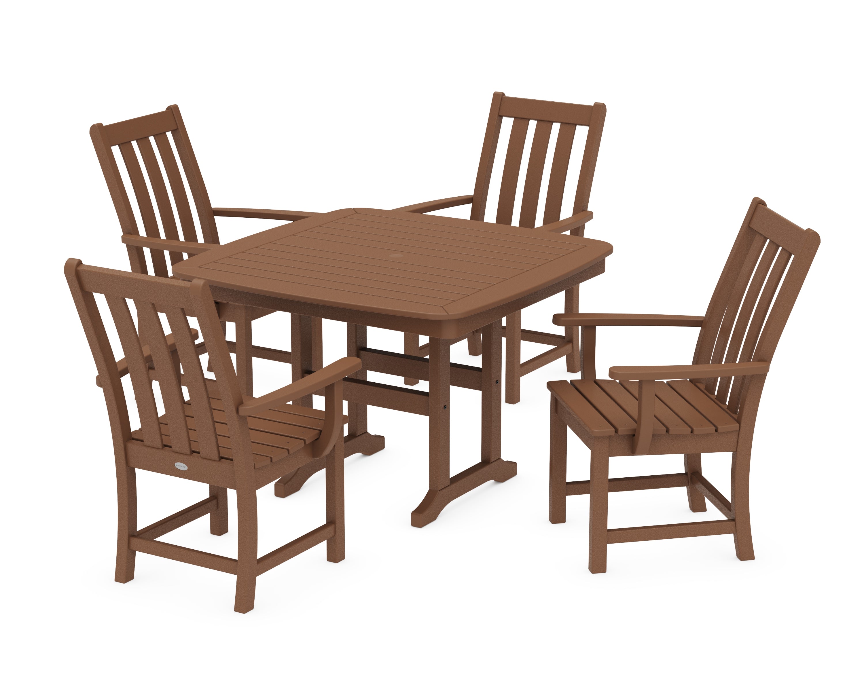 POLYWOOD® Vineyard 5-Piece Dining Set with Trestle Legs in Teak