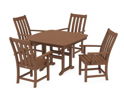 POLYWOOD® Vineyard 5-Piece Dining Set with Trestle Legs in Teak