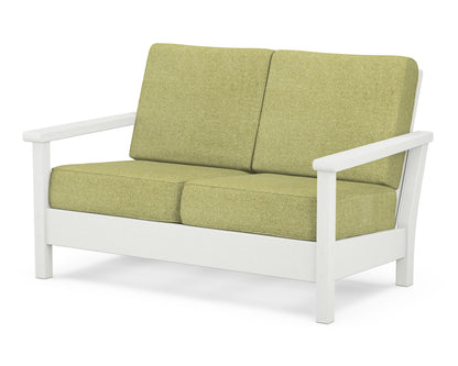 POLYWOOD® Harbour Deep Seating Loveseat in Vintage White / Chartreuse Boucle