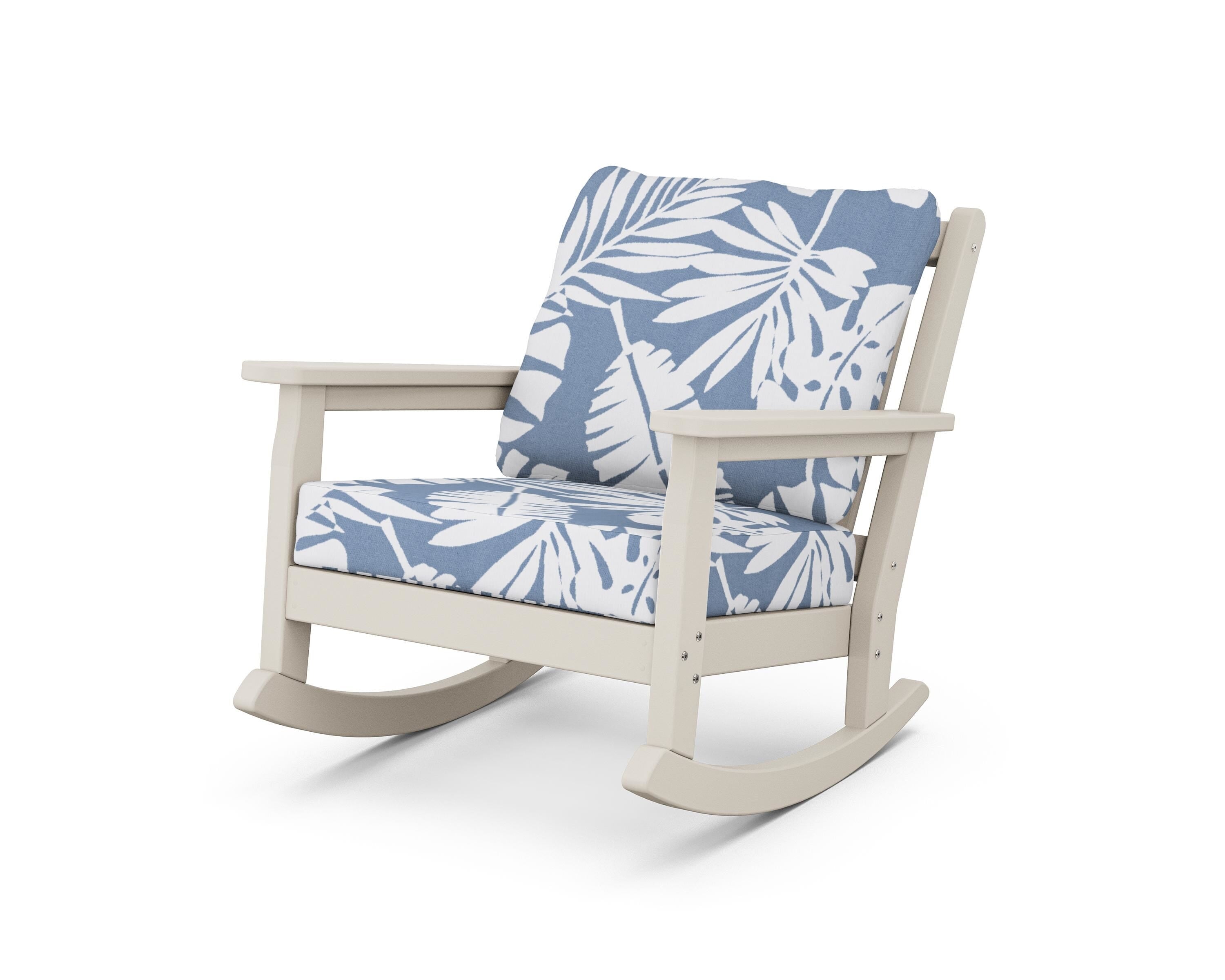 POLYWOOD® Chippendale Deep Seating Rocking Chair in Sand / Leaf Sky Blue