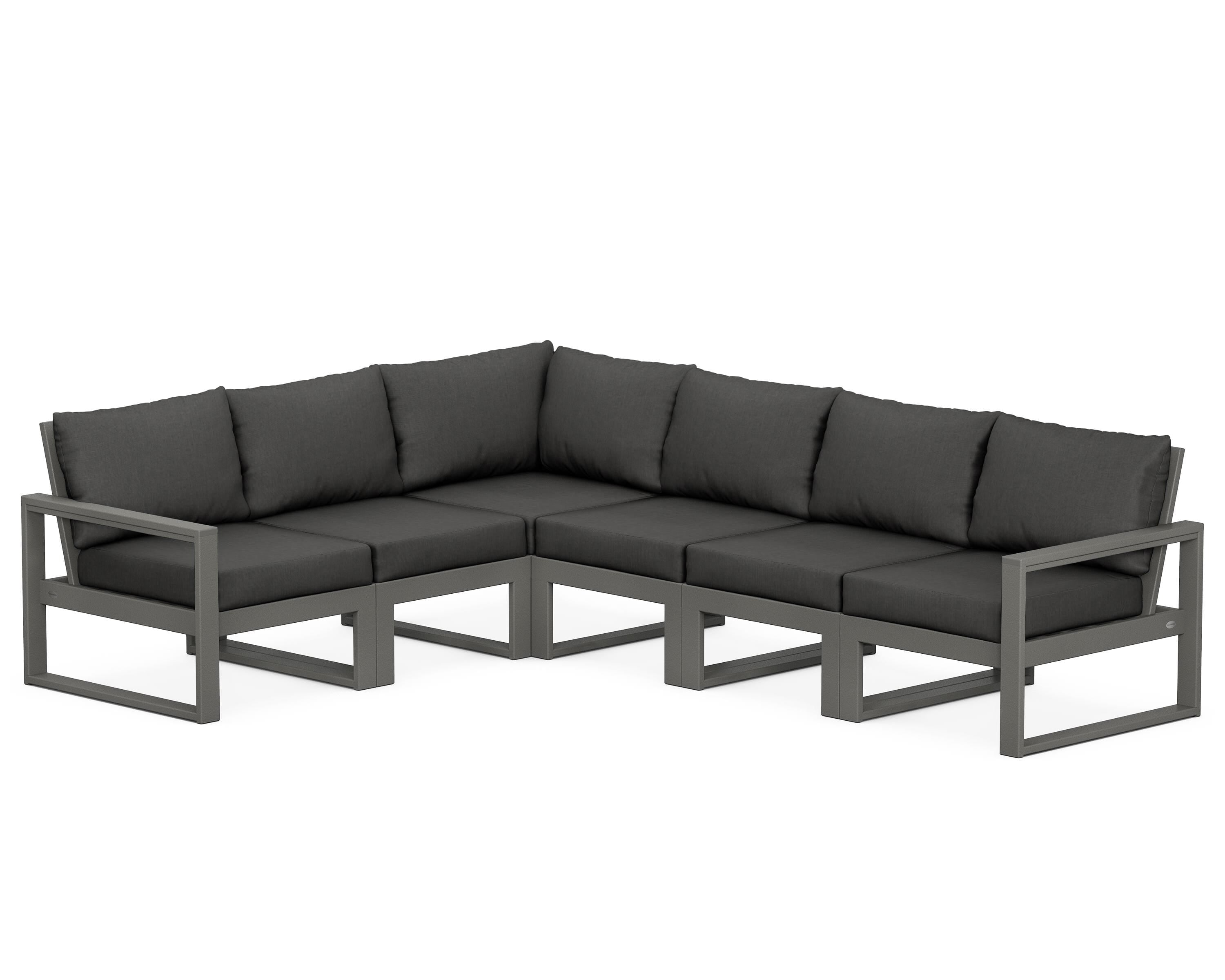 POLYWOOD® EDGE 6-Piece Modular Deep Seating Set in Slate Grey / Spectrum Carbon